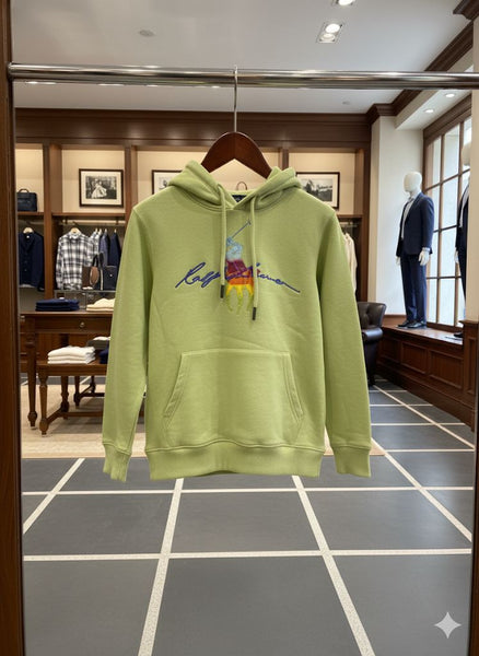 Kids Lime Green Hoodie with Multicolor Polo Rider – Cute, Cozy & Stylish