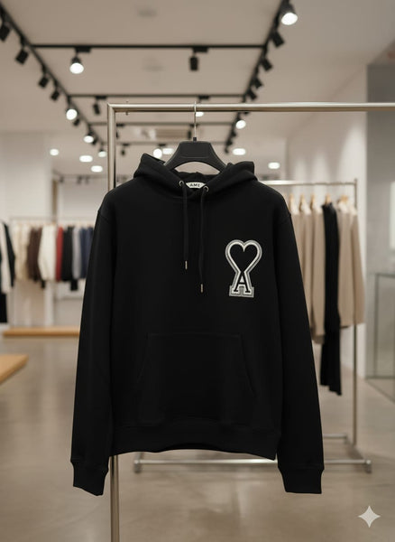 Luxury Black Heart Logo Women’s Hoodie – Stylish & Cozy