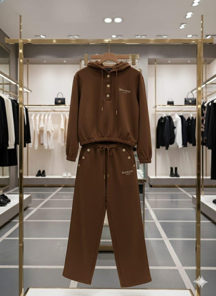 Premium Brown  Track Set with Gold Button Detailing