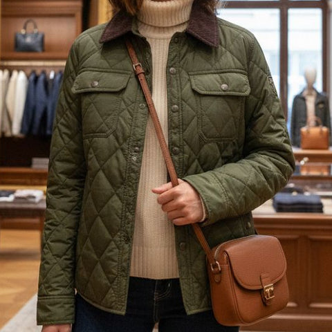 Premium Heritage Green Corduroy-Collar Jacket