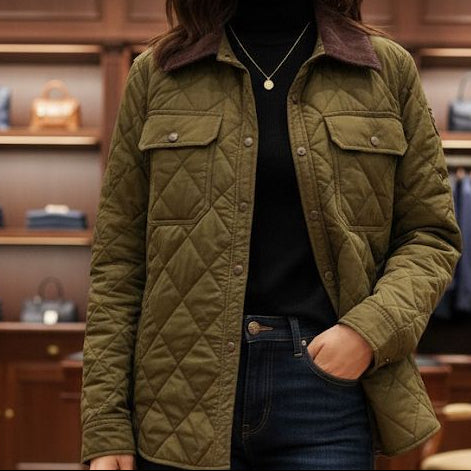 Premium Quilted Corduroy-Collar Shirt Jacket