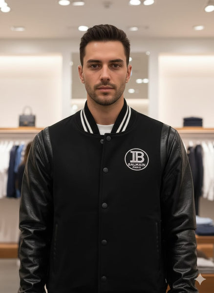 Luxury  Black Bomber Varsity Jacket