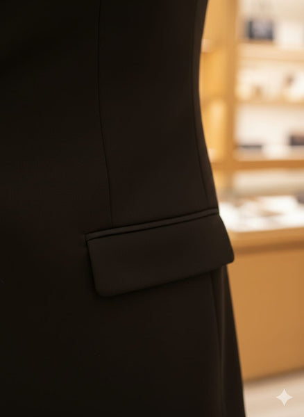 Luxury Black Blazer with Signature Monogram Pocket