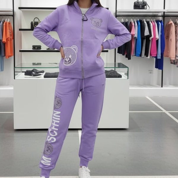 Imported Lavender Zip-Up Tracksuit Trendy & Comfortable