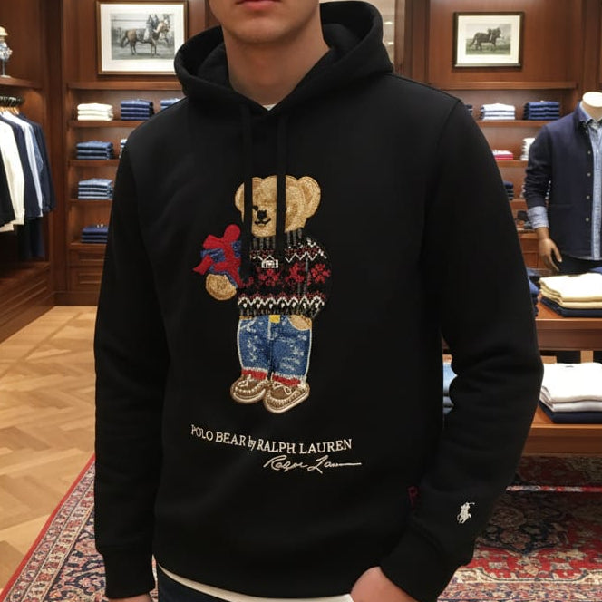 Classic Black Bear Hoodie for Men