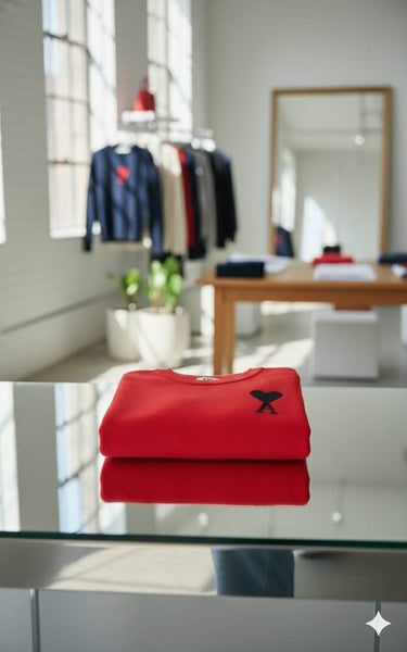 Premium Red Heart Logo Sweater – Cozy & Stylish Winter Wear