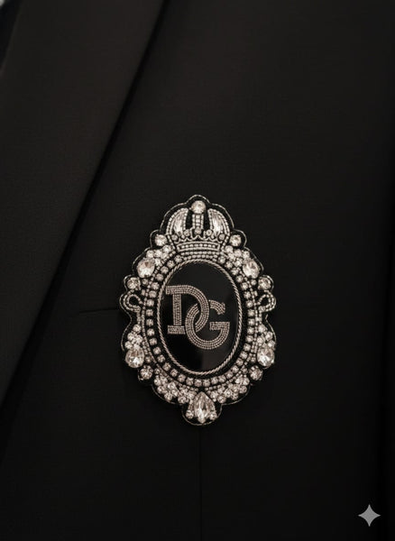 Luxury Brand Black Royal Crest Blazer