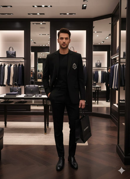 Luxury Brand Black Royal Crest Blazer