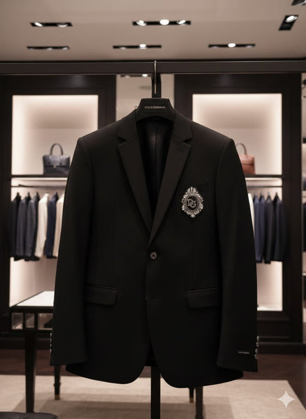 Luxury Brand Black Royal Crest Blazer