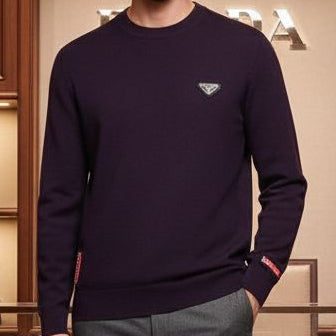 Premium Brand  Regular Fit Knit Pullover With patched Logo