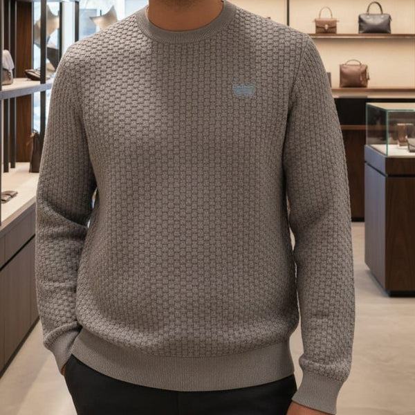 Premium Textured Grey Knit Sweater for Men