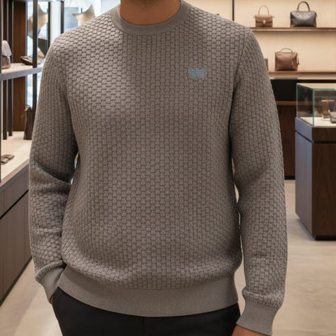 Premium Textured Grey Knit Sweater for Men
