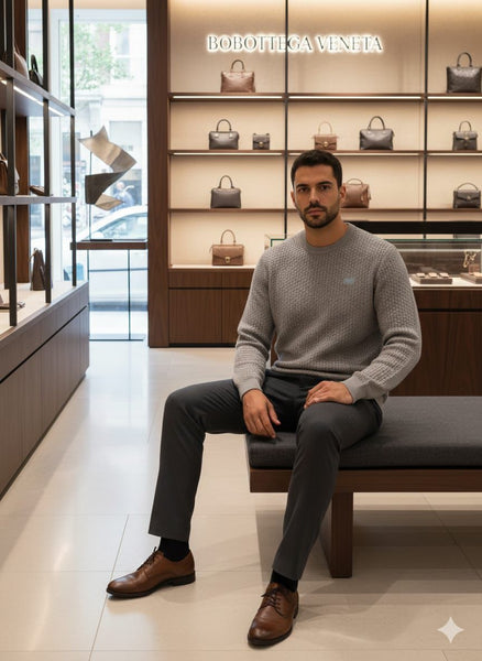 Premium Textured Grey Knit Sweater for Men