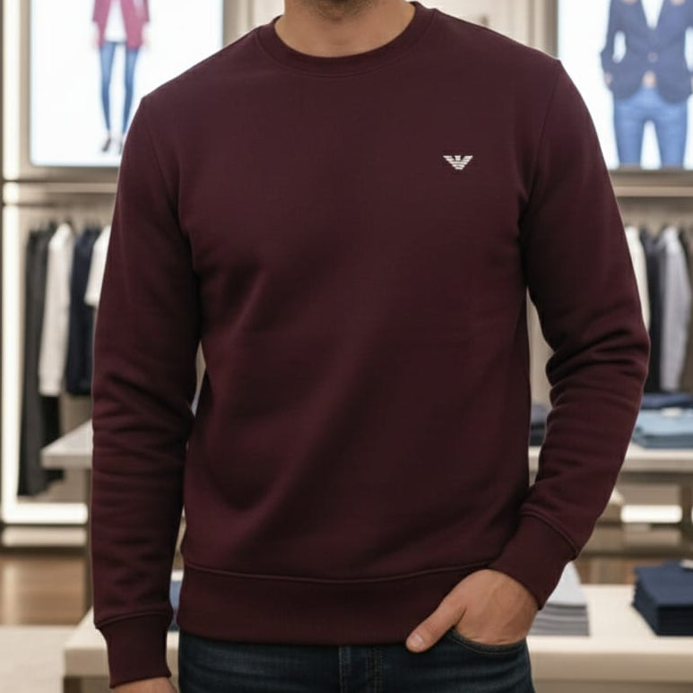 Premium Wine Crewneck Sweatshirt with Iconic Logo
