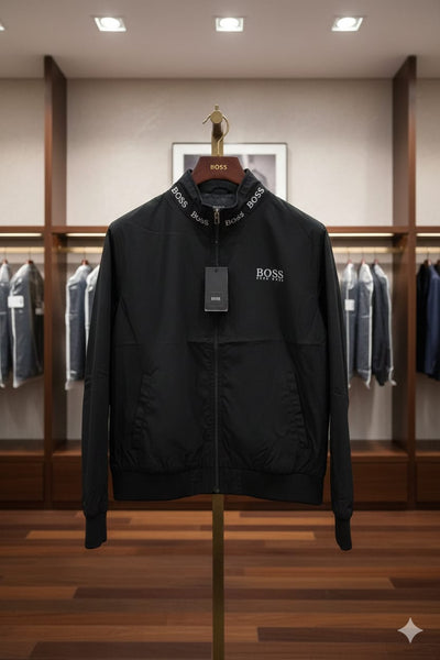 Premium Stylish Black Logo Bomber Style Jacket for Men