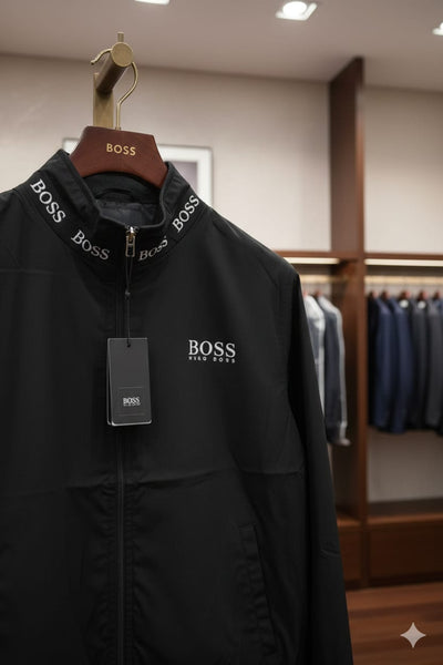 Premium Stylish Black Logo Bomber Style Jacket for Men