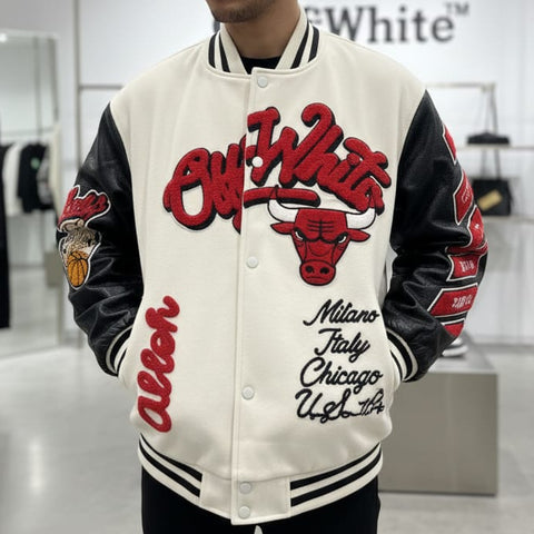Premium Varsity Jacket with Chicago Bull Patch & Bold Embroidery