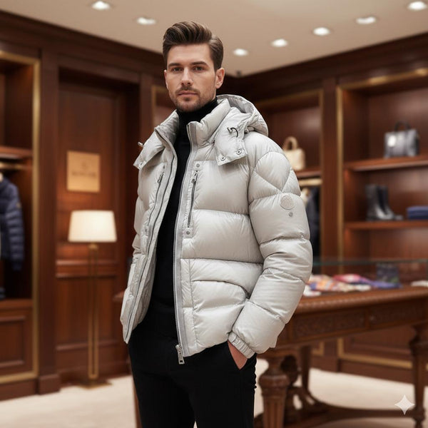 Luxury  White Hooded Down Padded Jacket