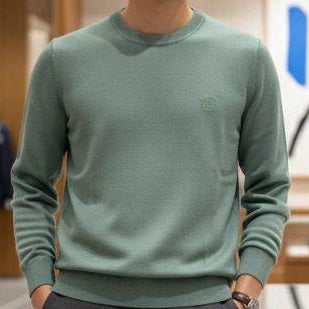 Premium Sage Green Crewneck Pullover for Men