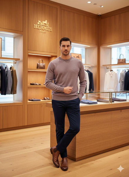 Premium Mauve Crewneck Pullover  for Men