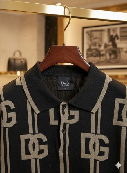 Luxury Black Pullover with Bold D G Logo Design
