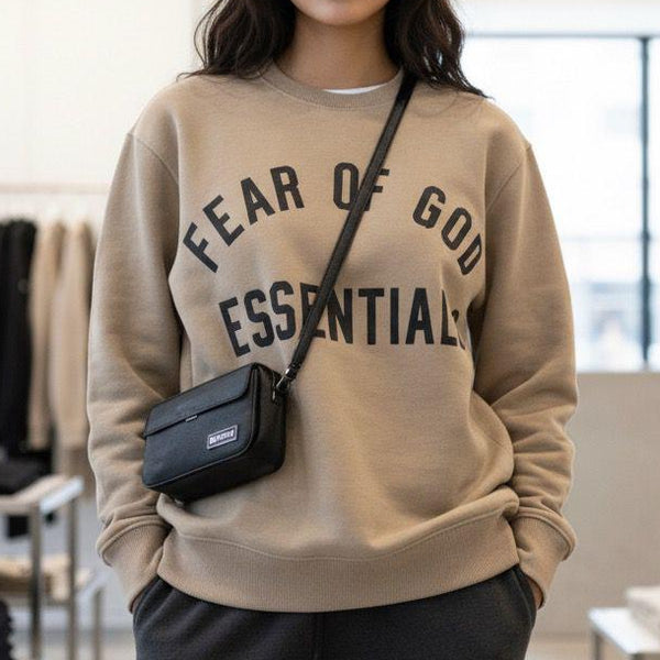 Premium Oversized Pullover Crewneck – Stone Beige