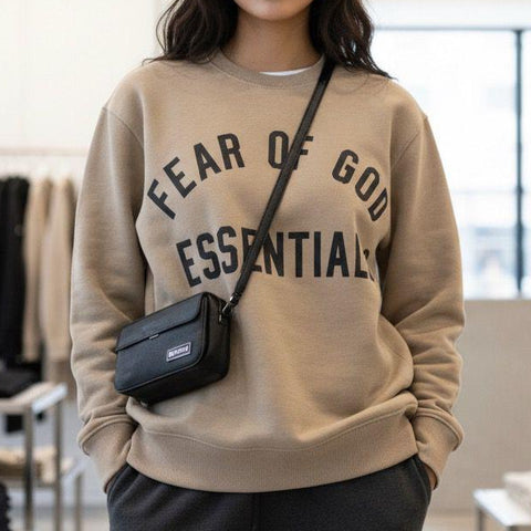 Premium Oversized Pullover Crewneck – Stone Beige