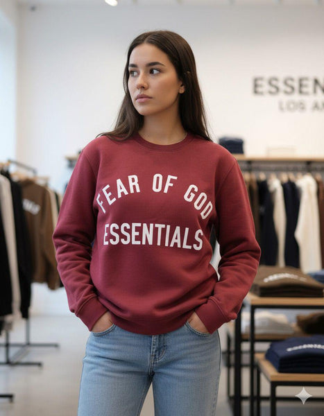 Premium Crewneck Sweatshirt – Deep Maroon