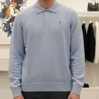 Luxury  Light Blue Polo Knit – Minimal & Premium Everyday Wear