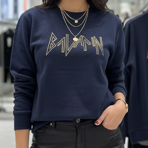 Navy Blue Logo Sweatshirt  Bold & Premium Street Style