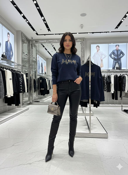 Navy Blue Logo Sweatshirt  Bold & Premium Street Style