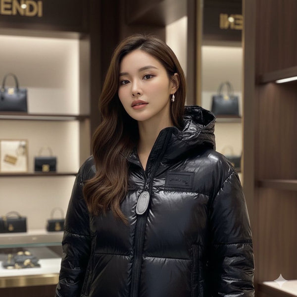 Black Glossy Puffer Jacket Luxury Warmth with Modern Style
