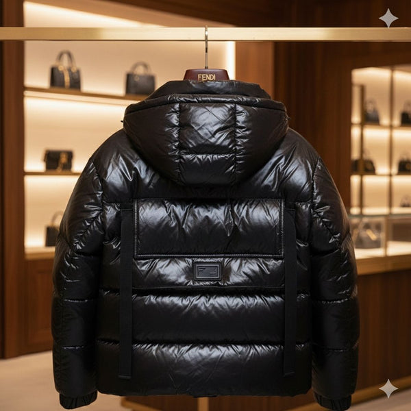 Black Glossy Puffer Jacket Luxury Warmth with Modern Style