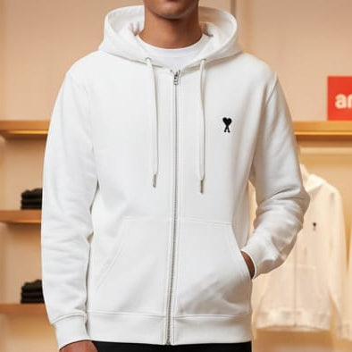 Luxury White Zip-Up Hoodie Classic & Premium Comfort