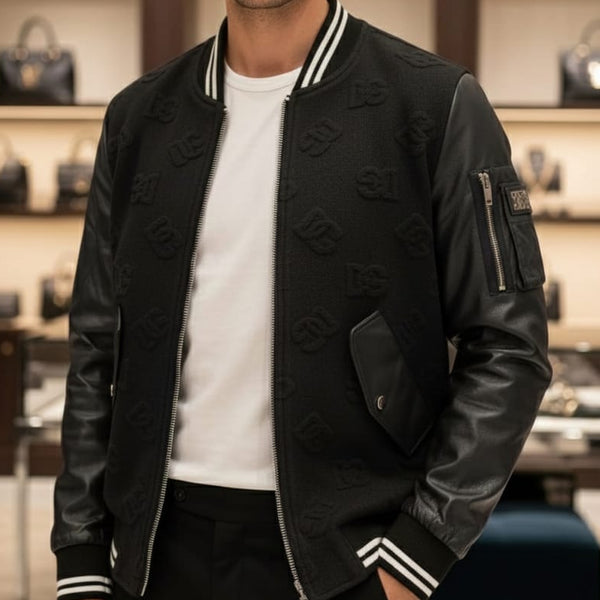 Elegant Imported Brand  Black Jacket with Embossed Designer Pattern