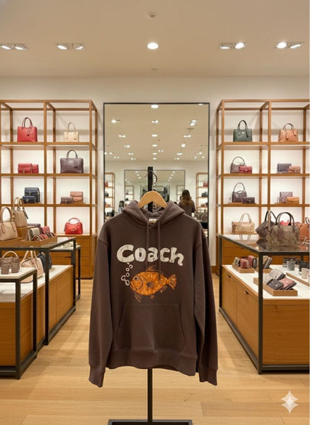 Premium Branded  Brown Hoodie with Vintage Fish Graphic