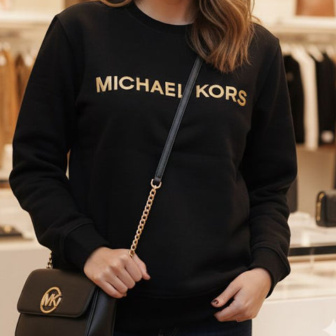 Premium Black Sweatshirt With Brand Signature For Woman