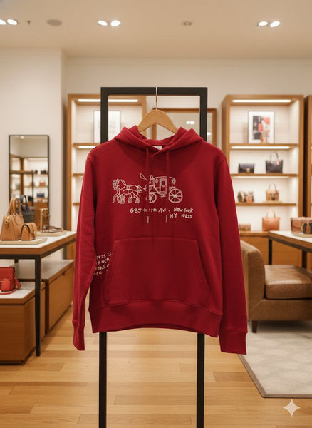 Premium Red New York Carriage Graphic Hoodie