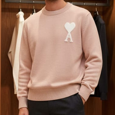 Luxury Crewneck Sweater with Heart Logo  Bold Contemporary Style