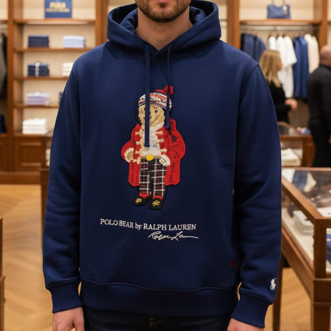 Navy Blue Polo Bear Hoodie – Classic & Cozy Style