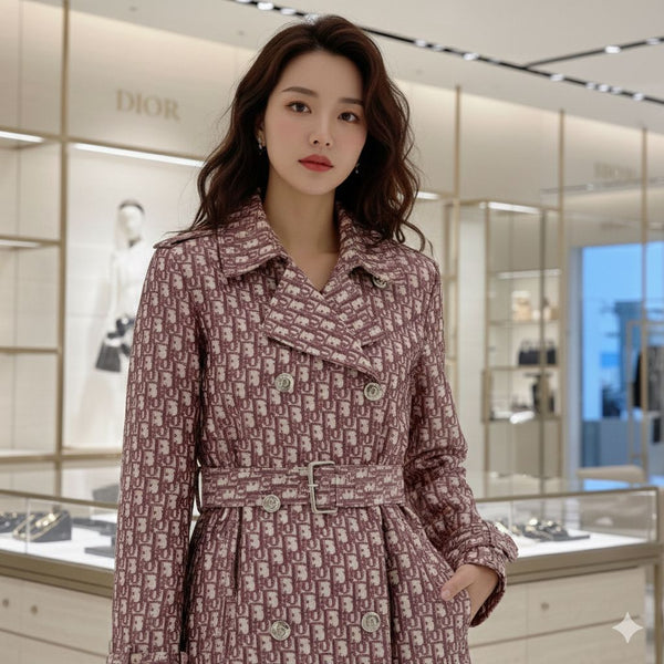 Elegant Designer Printed Trench Coat for Women