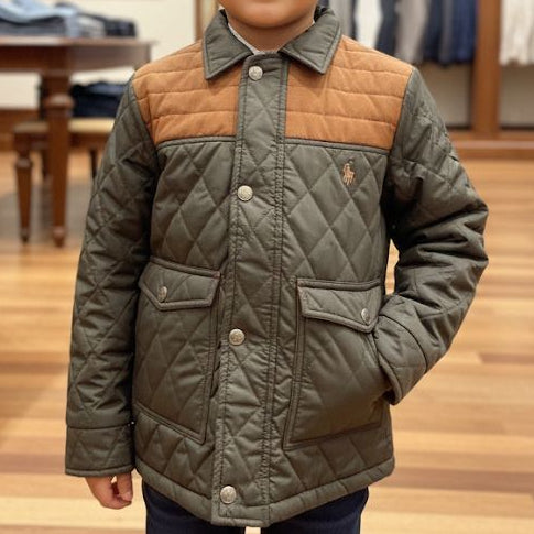 Stylish Quilted Olive & Brown Jacket for a Classic Outdoor Look
