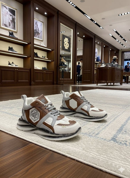 Chunky Brown & White Sneakers Luxury Premium Trainer