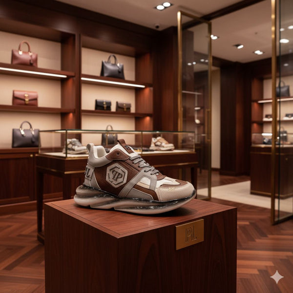 Chunky Brown & White Sneakers Luxury Premium Trainer