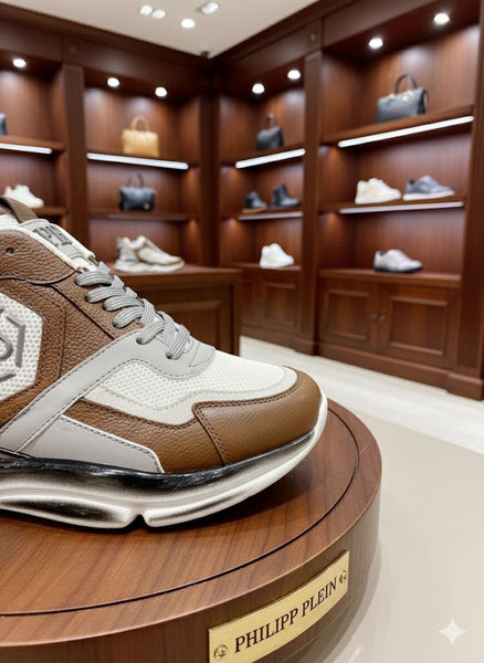 Chunky Brown & White Sneakers Luxury Premium Trainer