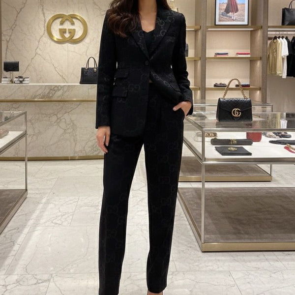 Luxury  Black Monogram Suit Set – Elegant Premium Women’s Formal Wear