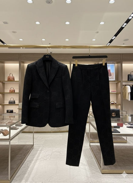 Luxury  Black Monogram Suit Set – Elegant Premium Women’s Formal Wear