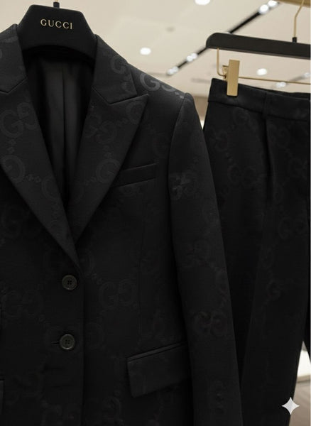 Luxury  Black Monogram Suit Set – Elegant Premium Women’s Formal Wear