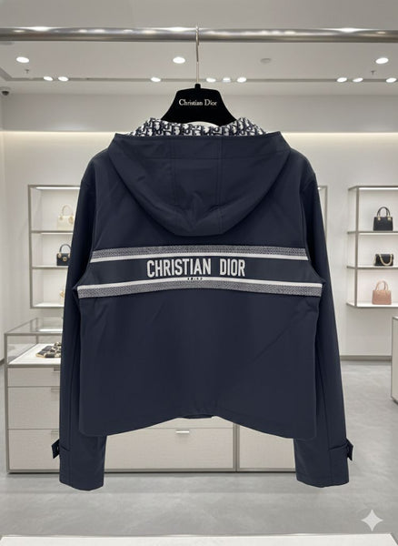 Premium  Navy Cropped Hooded Jacket