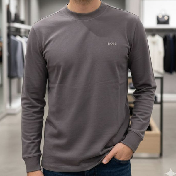 Luxury Elegant Classic Grey Long-Sleeve Tee